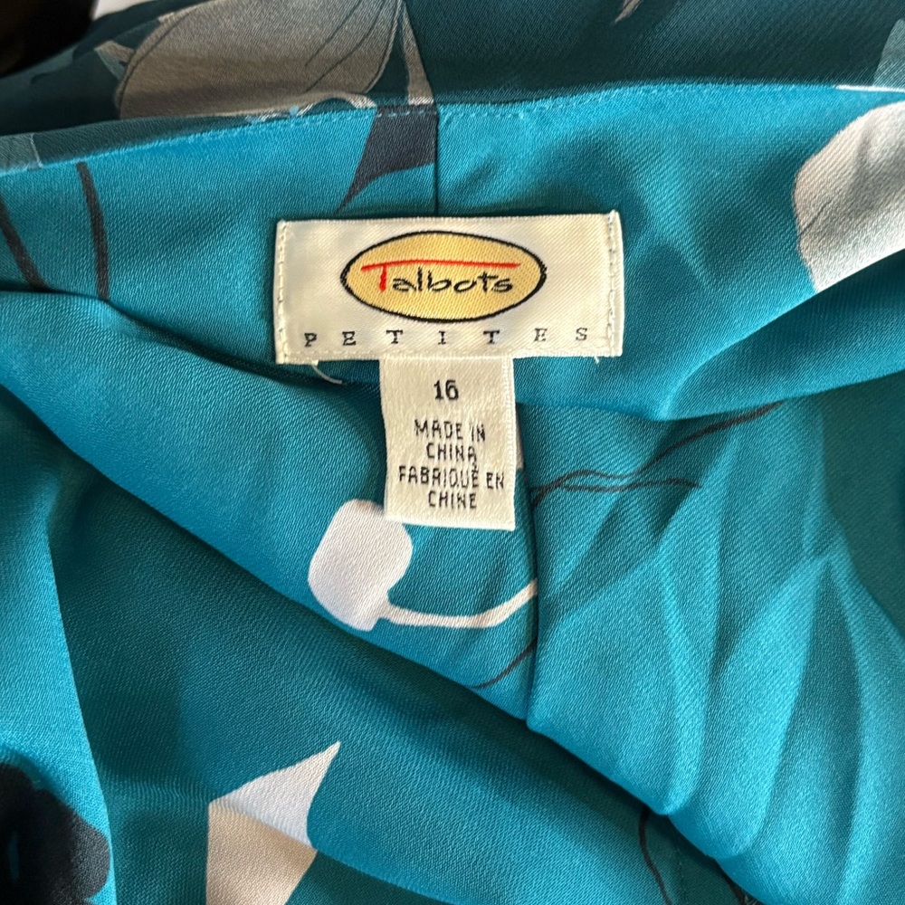 Talbots Teal Floral Midi Dress - Picture 3 of 3